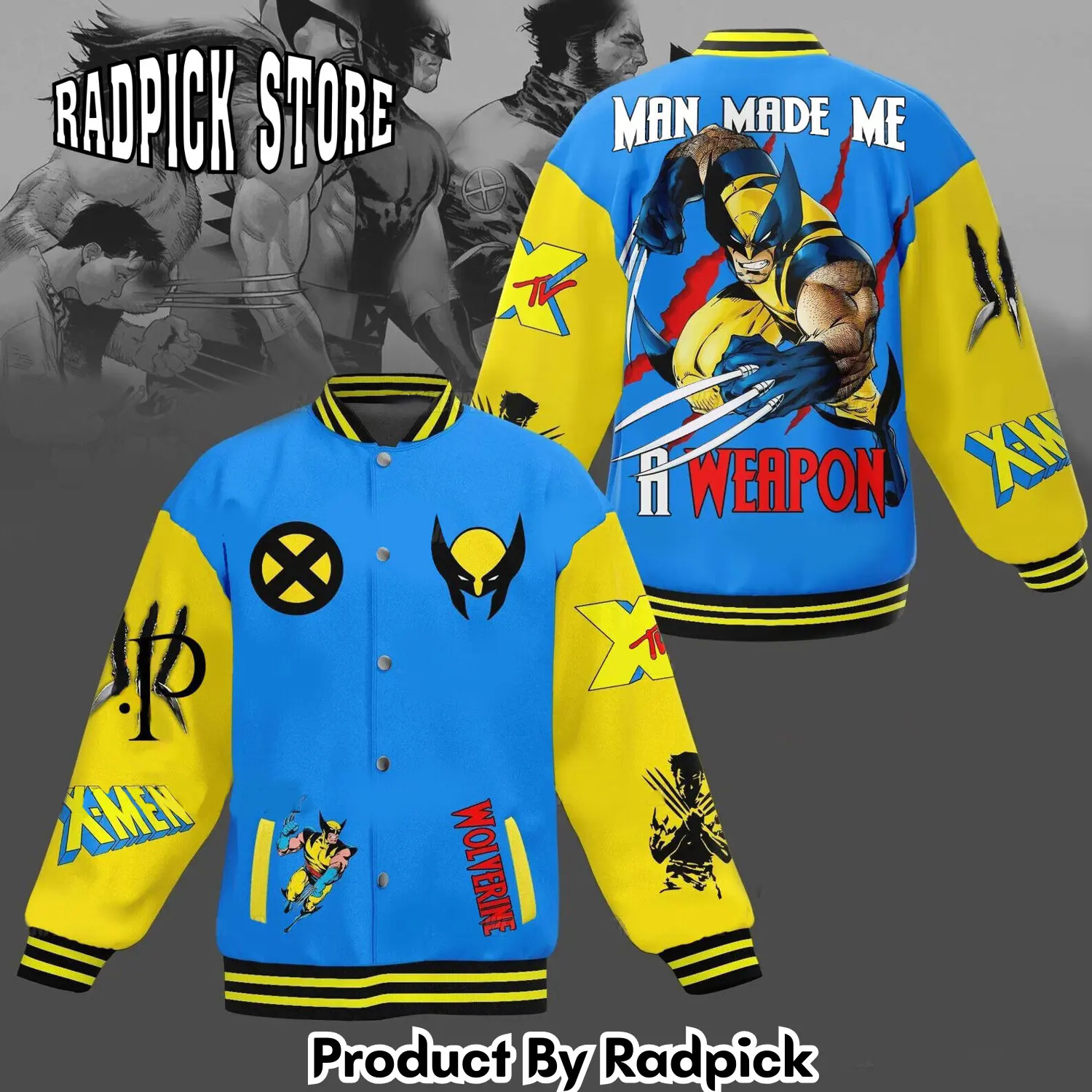 Radpick wolverine man made me a weapon wolverine superhero baseball jacket rp00111